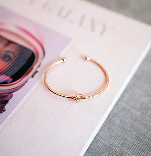 PAVOI 14K Gold Plated Forever Love Knot Infinity Bangle Bracelets for Women | Gold Bangle Bracelet for Women - color: Rose Gold