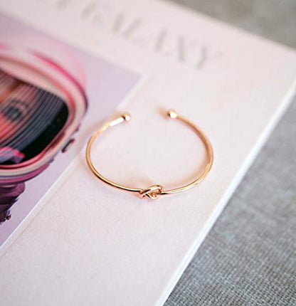 PAVOI 14K Gold Plated Forever Love Knot Infinity Bangle Bracelets for Women | Gold Bangle Bracelet for Women - color: Rose Gold