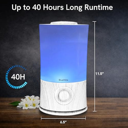 BlueHills Premium 2000 ML XL Large Essential Oil Diffuser Aromatherapy Humidifier for Large Room Home 40 Hour Run Huge Coverage Area Lights 2 Liter Extra Large Capacity Diffuser White Wood Grain E004 - color: White Wood Grain