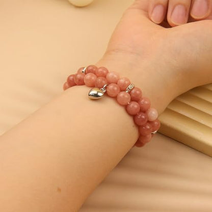2Pcs Healing Crystal Bracelets for Women Handmade Beaded Bracelet Healing Prayers Crystal 8mm Natural Stone Beads Bracelet Stress Relief Get Well Soon Gifts