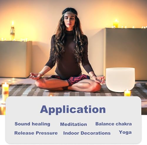 CVNC 432HZ 12 Inch C Note Root Chakra Frosted Quartz Crystal Singing Bowl Meditation Therapy Sound Healing Instrument Sound Bath Bowl with Mallet and O-ring - size: 12 inch C