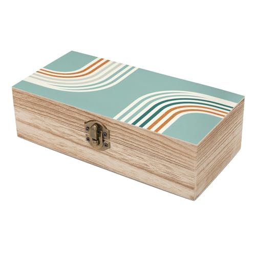Simple And Minimalistic Lines Wooden Storage Box with Hinged Lid And Front Clasp Large Keepsake Box Aesthetic Jewelry Box Wooden Container Desk Organizer