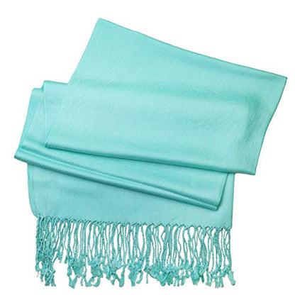 Falari Women's Soft Solid Color Pashmina Shawl Wrap Scarf, for Wedding, Bridesmaid Gifts, Evening Dress - color: Aqua Blue