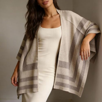 LEO'VASE 2025 Fall Fashion Must Haves Classic Stripes Shawl Wraps for Women - Winter Clothing Essential - size: Medium