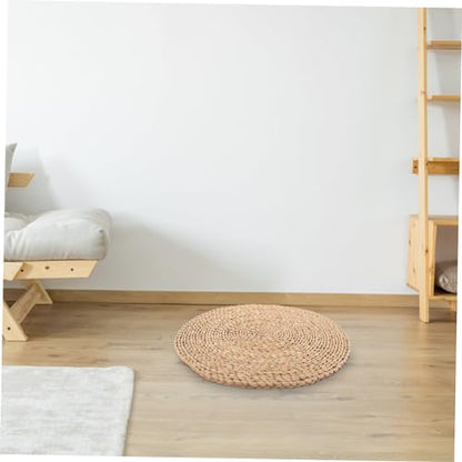PRETYZOOM Meditation Cushion Hand Woven Floor Pillow for Yoga Sitting Natural Cattail Material Comfortable Seat Mat for Home Decor Classic Rustic Design