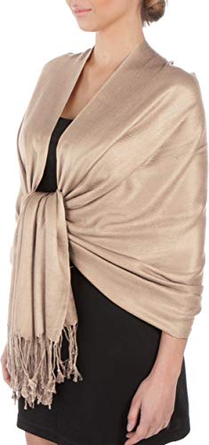 Sakkas Large Soft Silky Pashmina Shawl Wrap Scarf in Solid Colors - color: Clay