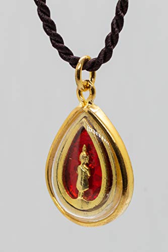 Artschatz Weekday Birthday Buddha Golden Colorful Thai Pendant, Amulet, Necklace, Charm, Sunday, Monday, Tuesday, Wednesday, Thursday, Friday, Saturday - style: Sunday - Phra Tawai Natra “Restraint”