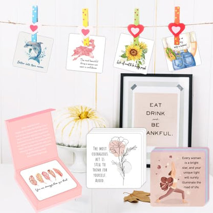 Positive Affirmations Cards for Women - 52 Mindfulness Cards with Affirmations and Inspirational Quotes - Motivational Cards, Meditation Cards, Inspirational Cards, Daily Affirmation Cards - A - color: A-Cyan