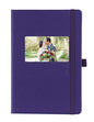 The Why Journal Classic Notebook - Ruled Durable Hardcover Journal with Pocket, Thick Ivory Paper, Size A5, Elastic Closure, Pen Holder, Photo, Business Card, Logo or Goal Window in Cover 3.5" wide x 2" tall (8.89cm wide x 5.08cm tall) (Purple)