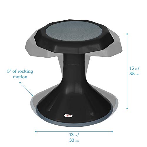 ECR4Kids ACE Active Core Engagement Wobble Stool, 15-Inch Seat Height, Flexible Seating, Black - color: Black