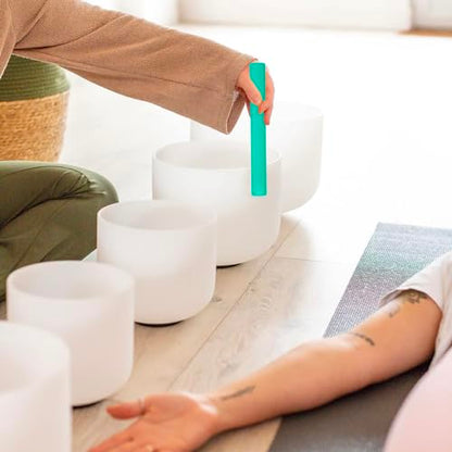 Singing Bowl Mallet Hollow Acrylic Silicone Rubber Striker Mallet for Playing Quartz Crystal Singing Bowls with Bundle Pocket(Green) - color: Green