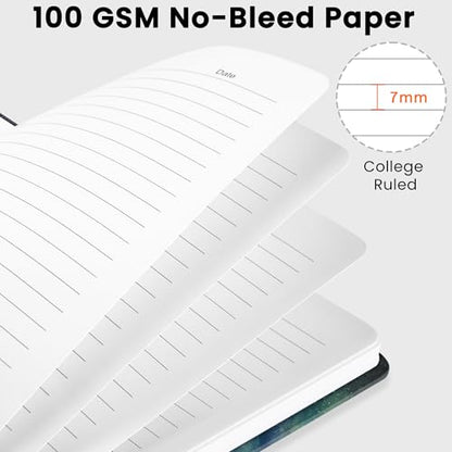 Lined Spiral Journal Notebook, A5 College Ruled Notebook for Journaling, Note-Taking, and Daily Planning, Durable Hardcover with an Elegant Design, Aurora - color: W.Aurora