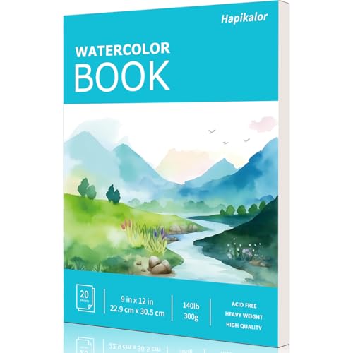 Hapikalor Watercolor Paper Pad, 9"x12" Water Color Paper, 140lb/300gsm Artist Painting Drawing Paper Book, Art Supplies for Adults Kids, Watercolors, Watercolor Paint Set, Sketchbook, Journal, Teal - color: Teal, size: 9" x 12" Pad