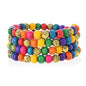 Handmade Wooden Bead Bohemian Elastic Stretch Bracelet Colorful Flower Pattern Design for Women Summer Beach Holiday Jewelry Lightweight - color: round