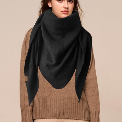 Shawl Wraps For Women,Womens Knitted Knotted Shawls Wool Cashmere Shoulder Top Sweater Shawl Scarf for Fall Winter - color: Black