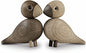 Kay Bojesen Lovebirds Pair | Oak and Smoked Oak | 3.5 in.