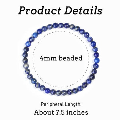 MAIBAOTA Healing Crystal Bracelet for Women Men, 8/4 mm Natural Stone Beaded Bracelets, Jewelry Birthday Gifts, Round Gemstones Stretch Bracelets - color: Blue-Lapis Lazuli, size: 4 mm