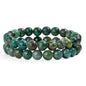 Bivei Natural Gemstone Semi Precious Healing Crystals Handmade Stretchy Round Beads Bracelet,Stocking Stuffers for Women Enhance Positive Energy - color: 8mm Moss Agate & African Turquoise (Peace & Prosperity), size: Large: 8-8.26 inch