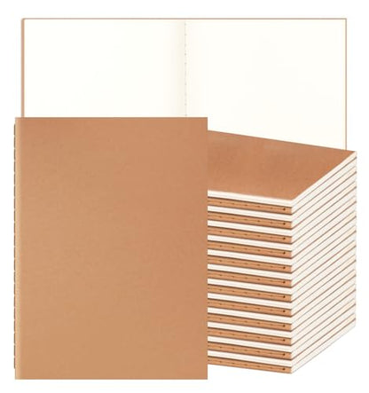 24 Pack A5 Blank Kraft Notebooks Bulk, Journaling Notebooks, Soft Cover Composition Notebook, 8.3x5.5 Inches 60 Pages Travel Journal Notebooks Set for Work, School, Writing - style: Brown-24-Blank