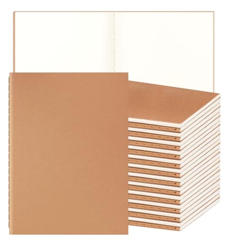 24 Pack A5 Blank Kraft Notebooks Bulk, Journaling Notebooks, Soft Cover Composition Notebook, 8.3x5.5 Inches 60 Pages Travel Journal Notebooks Set for Work, School, Writing - style: Brown-24-Blank