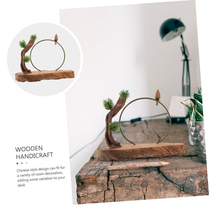 Mobestech Zen Style Root Carving Desktop Ornament Creative Wooden Decor for Home and Office Natural Wood Artware Unique Design for Meditation Spaces and Modern Interiors