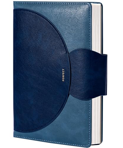 CAGIE Lined Journal for Women, 100GSM Leather Journals for Writing with Buckle Closure,A5 Hardcover Diary Journaling Notebooks for Business Work School Note Taking 5.9" x8.5 Blue - color: Blue