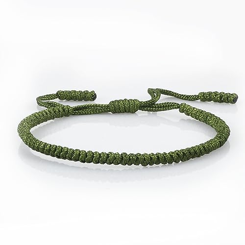 COLORFUL BLING Hand-Knitted Lucky String Bracelet Adjustable Tibetan Buddhist Prayer Yoga Mala Bracelets Kabbalah Protection Couple Jewelry - color: army green