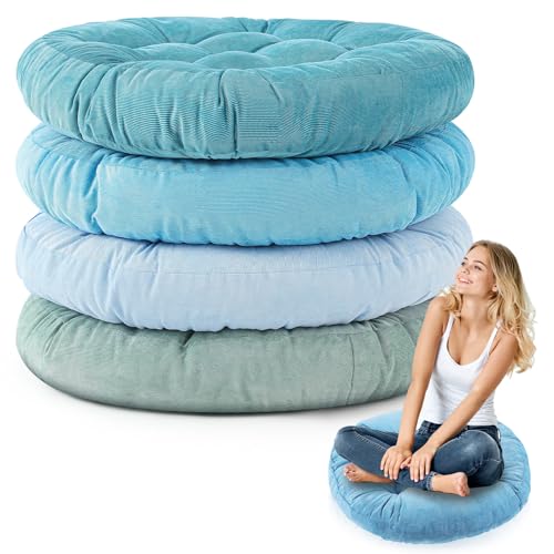 Jerify Floor Pillow Cushions Large Round Square Large Meditation Floor Pillow for Classroom Adult Meditation Picnic Party Seating Learning Daycare School(Round,Cold Colors,4 Pcs) - color: Cold Colors, size: Round