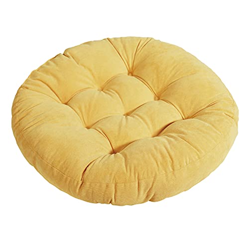 Tiita Outdoor Cushions Square Floor Pillow Thicken Tufted Seat Pad Large Floor Cushion for Yoga Meditation Living Room - color: Round|yellow, size: 1 Count (Pack of 1)