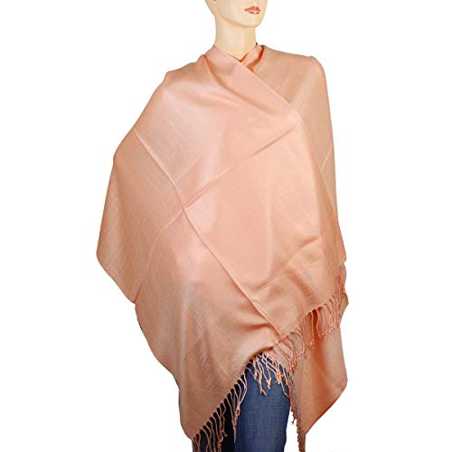Falari Women's Soft Solid Color Pashmina Shawl Wrap Scarf, for Wedding, Bridesmaid Gifts, Evening Dress - color: Peach