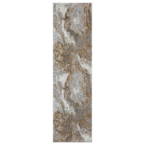 LUXE WEAVERS Marble Swirl Abstract Area Rug, Gray 2x7 - color: Grey, size: 2' x 7' (Rectangular)