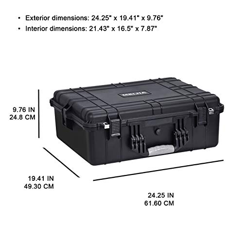 MEIJIA Portable Waterproof Protective Hard Case, Camera Case with Customizable Fit Foam Inserted,Fit Use of Drones,Camera,Equipments, Elegant Black (24.25"X19.43"X8.68")