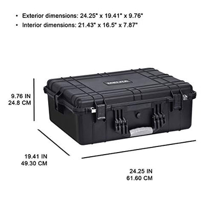 MEIJIA Portable Waterproof Protective Hard Case, Camera Case with Customizable Fit Foam Inserted,Fit Use of Drones,Camera,Equipments, Elegant Black (24.25"X19.43"X8.68")