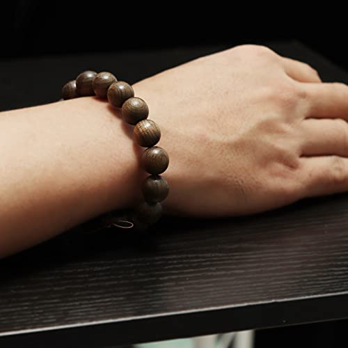 12mm Wooden Bead Bracelet, Natural Gloomy Wood Bead Bracelet, 17 Bead Buddhist Prayer Bead Bracelet, Fashion Hand Served Bead Bracelet, Vintage Wooden Bead Bracelet