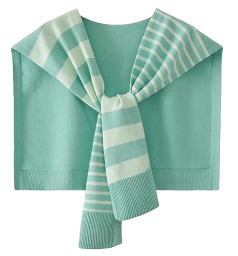 Knitted Stripe Shawl Wraps for Women Designer Cardigan Vintage Scarf for Women Knotted Shoulder Tops Cape Travel Scarves 2026 - color: Light Green