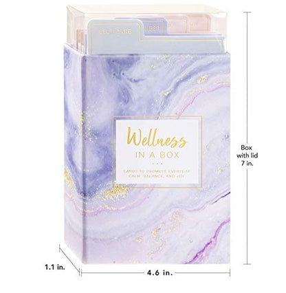 Eccolo Wellness in a Box, 60 Encouragement Cards, Health and Wellness Cards with 4 Tabbed Dividers for Self-Care, Mindfulness, Sleep & Intuition, Card Box with Guided Cards (4.6-x-7-x-1.1 Inches)