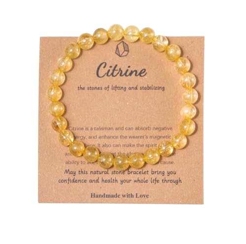 Pingyongchang Stress Relief Anxiety Yoga Bracelet,Crystal Stone Mantra Bracelets for Women Natural Beaded birthday Gifts Inspirational Bracelet for Men - color: Yellow