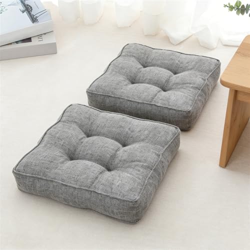 Meditation Floor Pillow Set of 2 Square Large Pillows Seating for Adults Tufted Corduroy Floor Cushions for Living Room Yoga Tatami Dark Gray - color: Dark Gray, size: 18 x 18 Inch(Pack of 2)