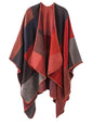 MissShorthair Women's Printed Shawl Wrap Fashionable Open Front Poncho Cape, Gift for Women - color: A-reddish Brown