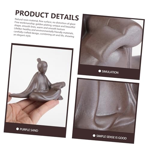 VOSAREA 3pcs Sand Ceramic Household Adornment Zen Rockery Decoration for Home Includes Styles Book and Sitting Figures for Interior Decor and Giving