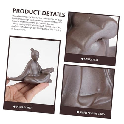 VOSAREA 3pcs Sand Ceramic Household Adornment Zen Rockery Decoration for Home Includes Styles Book and Sitting Figures for Interior Decor and Giving