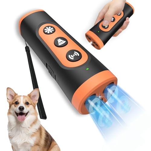 Anti Barking Device for Dogs – Ultrasonic Rechargeable Bark Deterrent with 4 Safe Modes, 50ft Range, Portable and Effective for All Dogs