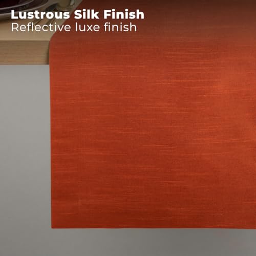 Luxe Shine™ by D'Moksha Rust Table Runner 120 Inches Long, Elegant Silk Table Runner, Machine Washable, 14 x 120 Inch for Dresser, Dining- Summer, Father's Day - color: Rust, size: 14 X 120 Inch
