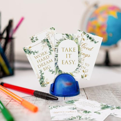 Jinei 300 Inspirational Affirmation Cards Bulk Daily Positive Motivational Gifts Cards Small Mini Encouragement Quotes for Women Coworker Team(Eucalyptus) - style: Eucalyptus