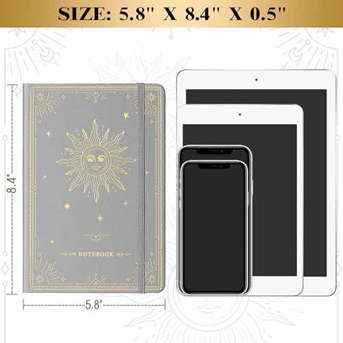 Artfan Ruled Notebook/Journal – Premium Thick Paper Classic Writing Notebook with Pocket + Page Dividers Gifts, Banded, Large, 128 Pages, Hard Cover, Lined (5.3" x 8.26") - Silver Grey - color: Silver Grey