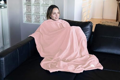 BlueHills Ultra Compact Travel Blanket Pillow in Portable Bag Case Soft with Strap Backpack Clip Premium Cozy Soft Compact Pack Large Blanket for Airplane Flight Layover - (Pink C006, 70 x 56 inch) - color: C006-pink