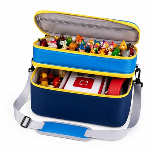 Bevegekos Carrying Storage Travel Bag for Toniebox 2 Starter Set, for 25+ Tonie Figures, Charging Station & Headphone, Case Only (Navy/Sky Blue, Large) - color: Navy/Sky Blue