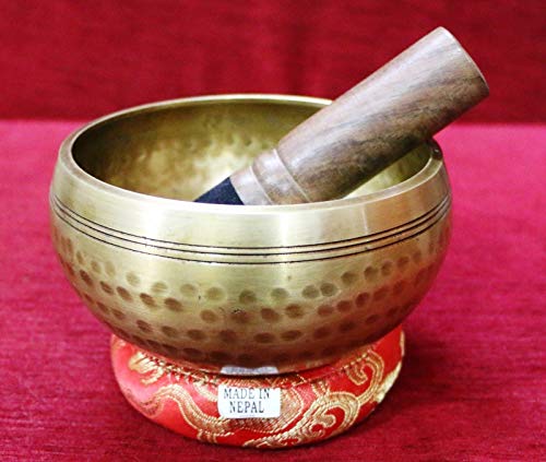 Gorkha Hand Hammered 7 Metal Tibetan Meditation Singing Bowl 4.75" - Gold, Silver