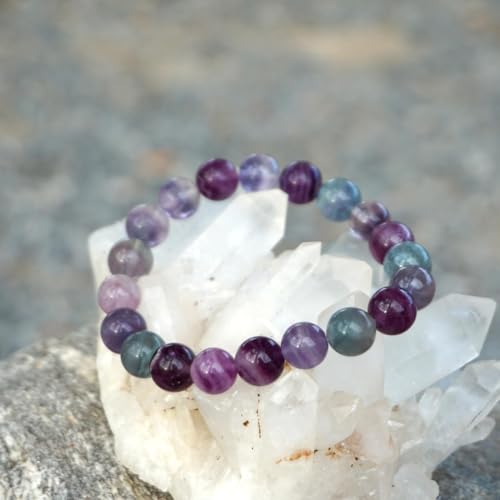 Natural Handmade Healing Chakra Bracelet - color: 10mm-Fluorite-FOR 7-8 INCH WRIST