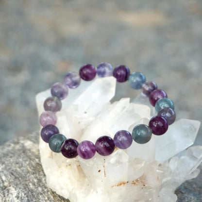 Natural Handmade Healing Chakra Bracelet - color: 10mm-Fluorite-FOR 7-8 INCH WRIST